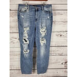 Judy Blue Boyfriend Fit Jeans 13/31 Womens High Rise Distressed Skinny Leg